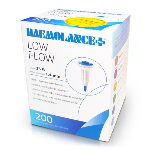 Автоматический ланцет Haemolance Plus Low Flow,  Игла 25G ,  глубина прокола 1, 4 мм. ,  уп.  200 шт.